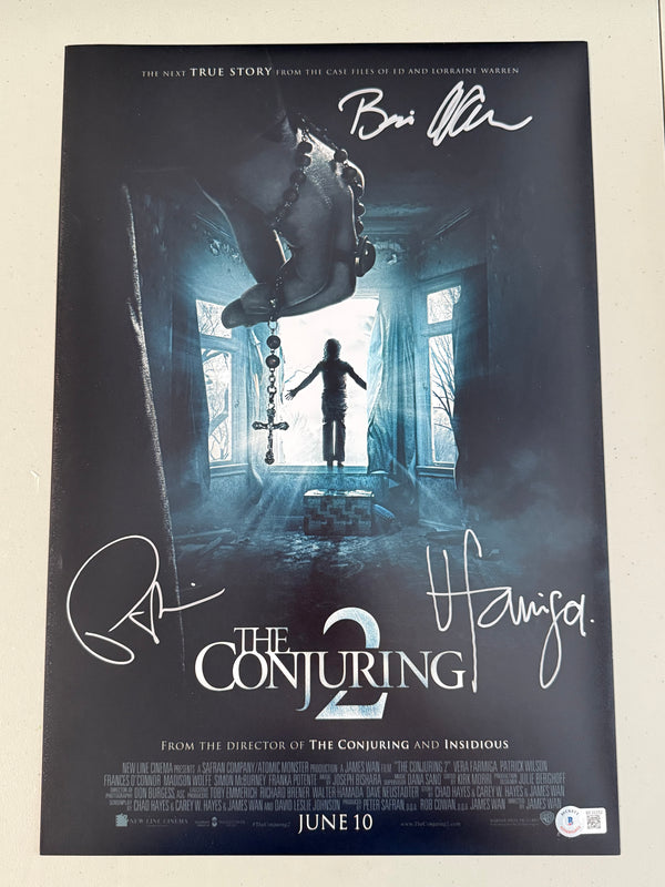 The Conjuring 2 cast signed 12x18 by3(C) autos only: Vera Farmiga, Patrick Wilson and Bonnie Aarons