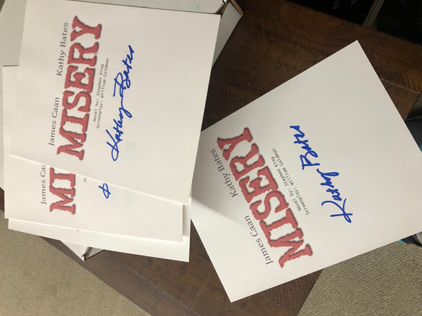 Misery script cover signed by Kathy Bates