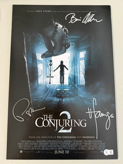 The Conjuring 2 cast signed 12x18 by3(A) autos only: Vera Farmiga, Patrick Wilson and Bonnie Aarons
