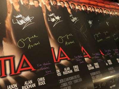 RARE Dogma full-size poster signed by cast of 7: Salma Hayek, Kevin Smith, Jason Lee, Walt, Bryan, Mustafa & Jay Mewes
