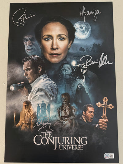 Conjuring Universe 12x18 cast signed by4(B) autos only: Vera Farmiga, Patrick Wilson, Marisol Ramirez and Bonnie Aarons