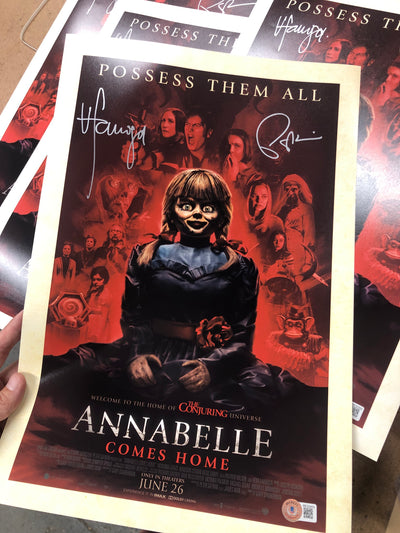 Annabelle Comes Home mini poster signed by cast of 3