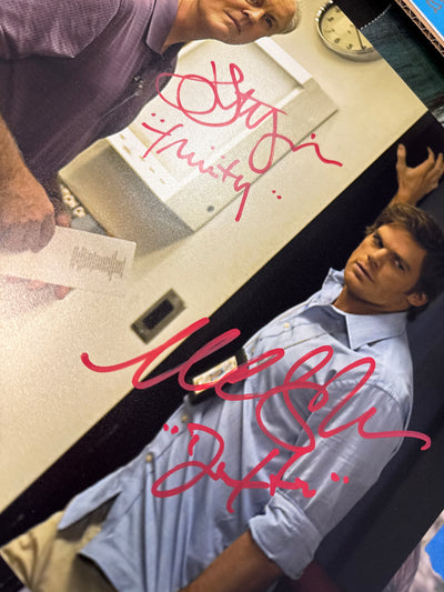 Dexter dual signed 11x14 (b) by Michael C. Hall & John Lithgow added character names