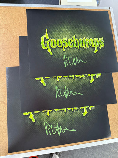 Goosebumps 11x14 cast of 5: R.L. Stine, Kathryn Long, Amos Crowley, Annick Obonsawin and Ben Bladon (pre order Sept 25’)