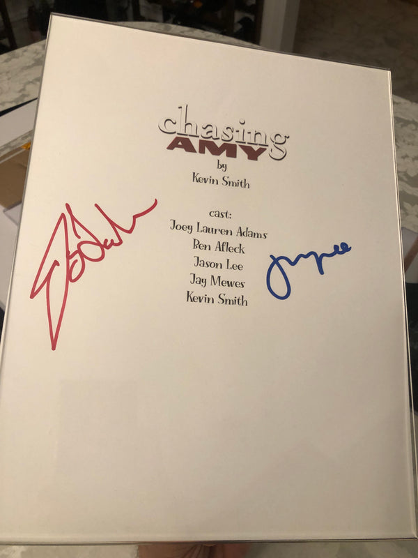 Chasing Amy Script Cover Triple signed Joey Lauren Adams, Jason Lee & King Mustafa Obafemi