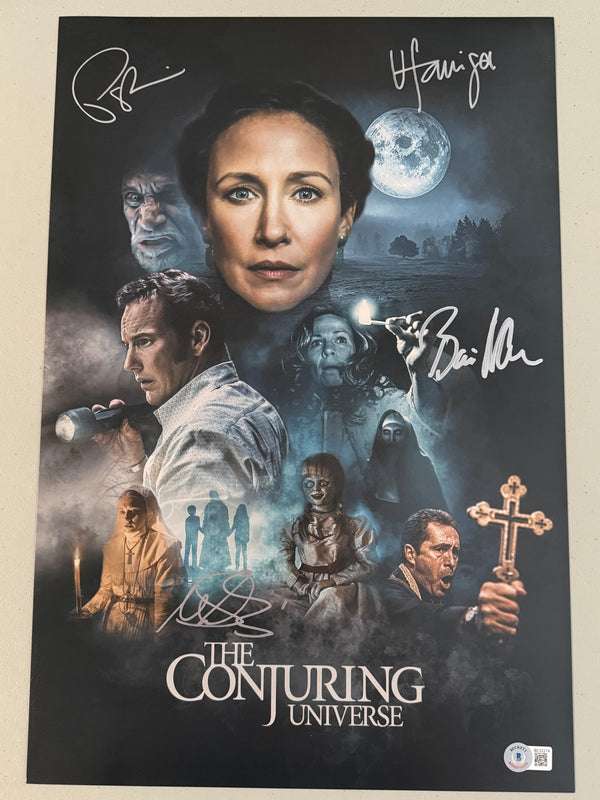 Conjuring Universe 12x18 cast signed by4(C) autos only: Vera Farmiga, Patrick Wilson, Marisol Ramirez and Bonnie Aarons