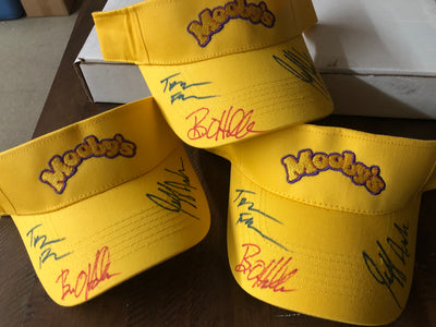 Mooby visor signed by 3 Clerks