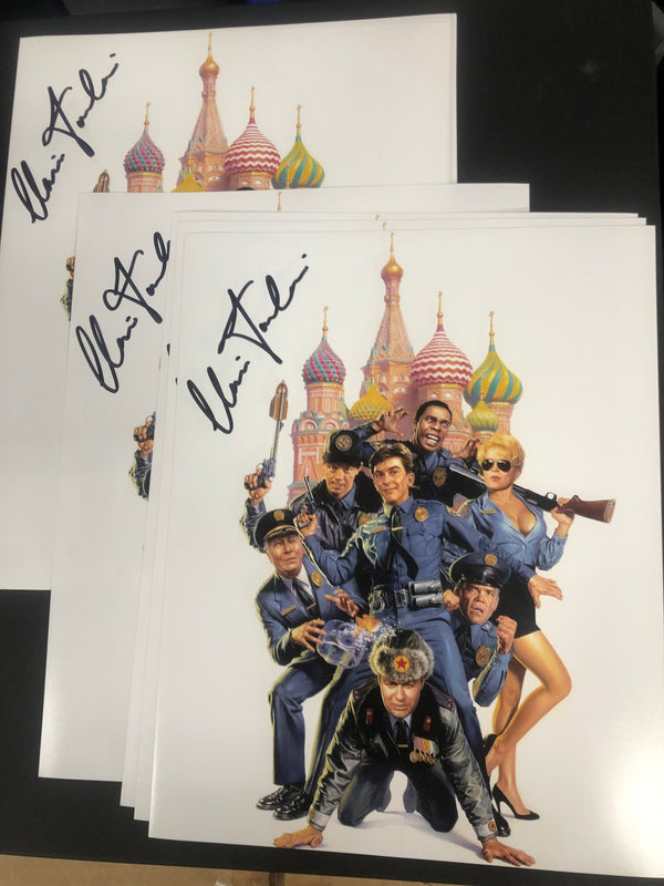 Police Academy 7: Mission To Moscow mini poster 11x14 signed by 3