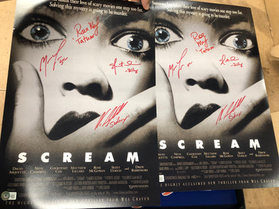 Scream (OG) mini poster cast signed by 7 (red ink)