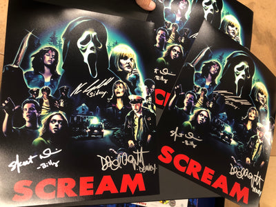 Scream cast signed collage (A)  mini poster signed by 8